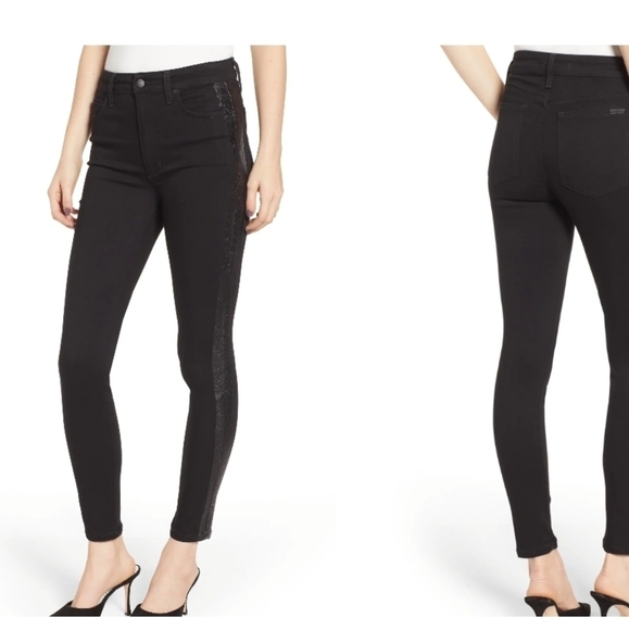 NEW JOE'S Charlie Side Stripe High Waist Ankle Skinny Jeans Black - Picture 1 of 4